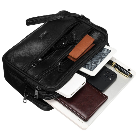 Geanta barbateasca din piele neagra cu buzunare exterioare - Rovicky PTR-R-13208-2099 BLACK [5]