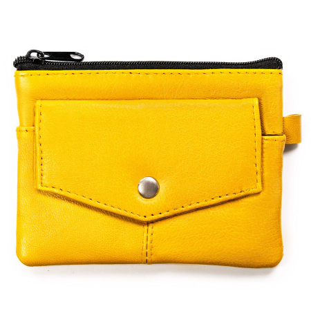 Accesorii Dama - Husa galbena pentru chei din piele naturala cu inchidere cu fermoar PTR-KC-01-PDM YELLOW