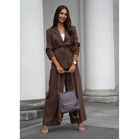 Rucsac gri de damă din nailon și piele ecologică cu curea detașabilă, compartiment unic - Peterson PTR-PTN JN-12-0238 GRAY [4]