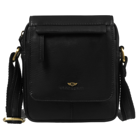 Geantă de umăr bărbătească din piele neagră cu fermoar și clemă magnetică - Peterson PTR-PTN 512-TUM-0550 BLA [1]