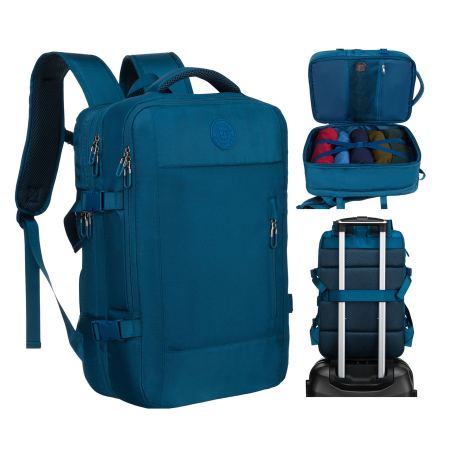 Rucsac de călătorie albastru, perfect pentru bagajul de mână și echipat cu curele de compresie - Peterson PTR-PTN 24421-5104 BLUE [1]