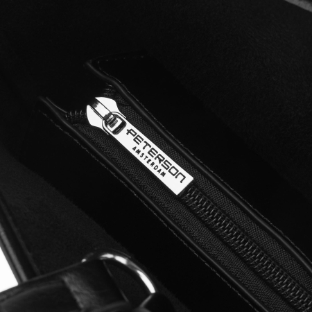 Geantă mare de damă, tip shopper, neagră, din piele ecologică, cu închidere cu fermoar - Peterson PTR-PTN TOR-ALE-29 BLACK [7]