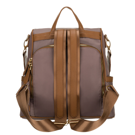 Rucsac urban pentru femei, confecționat din nailon și piele ecologică, de culoare bej PTR-PTN JN-12-0214 BEIGE [10]