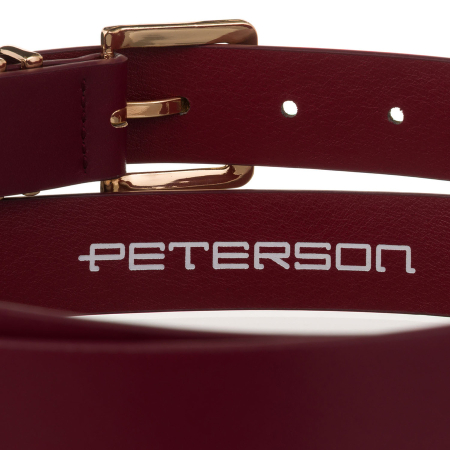 Curea de damă din piele ecologică într-o frumoasă culoare vișinie cu cataramă aurie - Peterson PTR-PTN STU-18G1 [4]