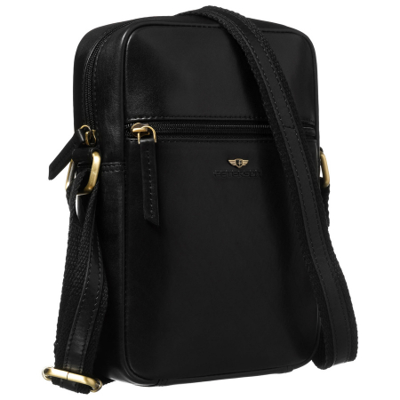  Handbags - Geantă bărbătească neagră din piele naturală cu închidere cu fermoar - Peterson PTR-PTN 704-TUM-0376 BLA