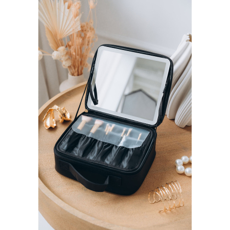 Cutie de bijuterii neagră din piele ecologică, închisă cu fermoar - Peterson PTR-PTN SZK-10-7818 BLAC [15]