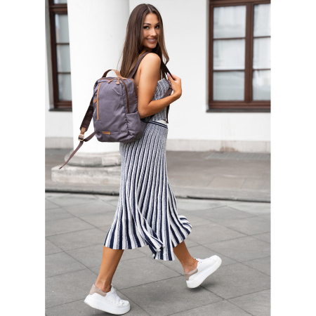 Rucsac gri pentru femei cu bretele reglabile și închidere cu fermoar - Peterson PTR-PTN JN-09-0085 GRAY [4]
