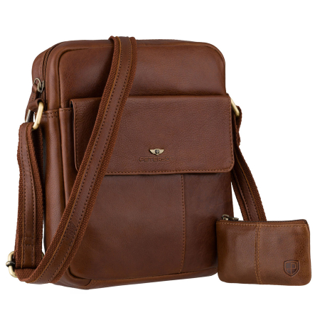  Handbags - Geantă bărbătească maro din piele naturală, cu un singur compartiment - Peterson