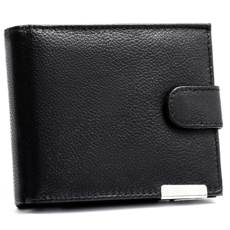 Portofele Barbati - Portofel bărbătesc mare din piele naturală neagră cu închidere cu capsă - 4U Cavaldi PTR-N992L-P-PDM-BL BLACK