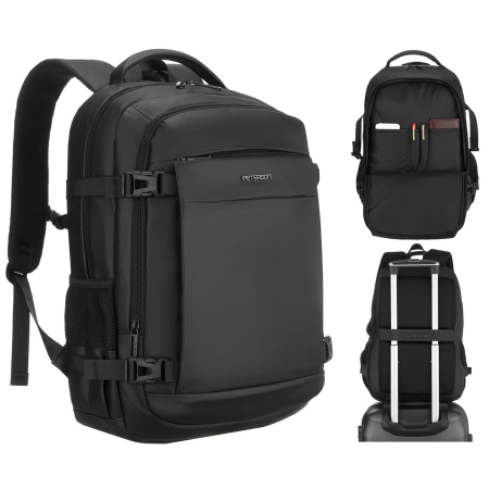 Rovicky - Rucsac mare de călătorie negru cu compartiment pentru laptop și închidere cu fermoar - Peterson PTR-PTN HY242-7048 BLACK