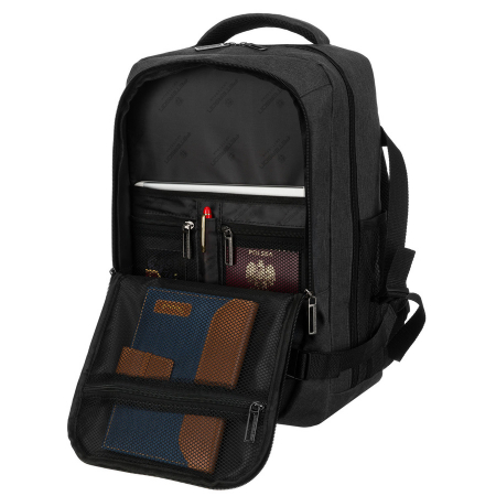 Rucsac negru din poliester, spațios și potrivit pentru călătorii, perfect pentru bagajul de mână - Peterson PTR-PTN SIKORKA-6460 BLA [4]