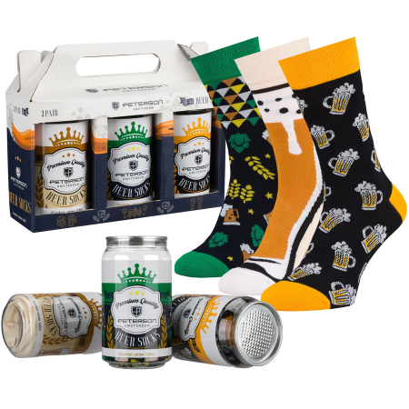 Produse noi - Set de șosete bărbătești cu diverse modele de bere, mărimi 38-45 - Peterson PTR-PTN SML-S3W-BE-38-44