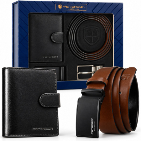  Handbags, Wallets & Cases  - Set cadou: Portofel vertical din piele neagră și curea reversibilă cu catarame interschimbabile - Peterson - Marco – Doppio Gusto