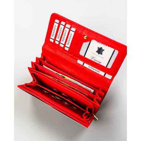 Portofel mare de damă roșu din piele ecologică, model în relief - 4U CAVALDI PTR-CHWJ-05-4788 [5]