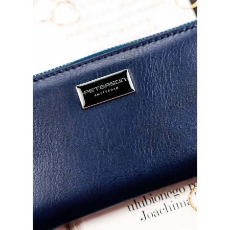 Portofel-penar pentru femei din piele naturală și ecologică, de culoare bleumarin, cu închidere cu fermoar - Peterson PTR-PTN PX25-F773 NAVY [3]