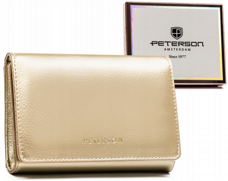 Portofele Dama - Portofel dama din piele Peterson PTR-PTN 013-HRH-8407 GOL