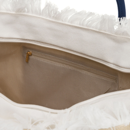 Geantă mare de plajă cu fermoar, albă și bej, geantă shopper - Peterson PTR-PTN MX05-M-WHITE-BEI [11]