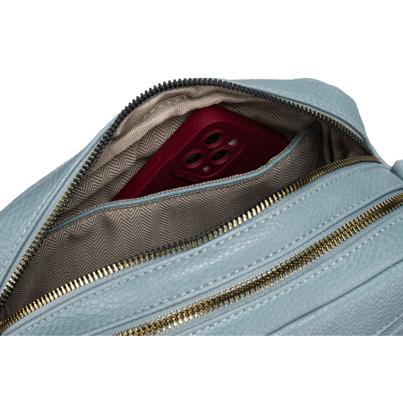 Geantă de damă albastră la modă, cu două curele de umăr și breloc, piele ecologică, Peterson PTR-PTN STY-1-F19 BLUE [6]