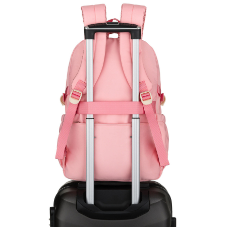 Rucsac școlar elegant din poliester roz cu bretele reglabile - Peterson PTR-PTN 8594-1396 PINK [7]