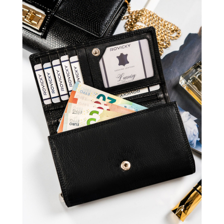 Portofel dama din piele naturala Rovicky R-D1520-NCD-BL BLACK [6]