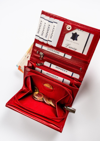 Portofel clasic de damă din piele naturală - Rovicky PTR-R-RD38-GCL-BL RED [8]