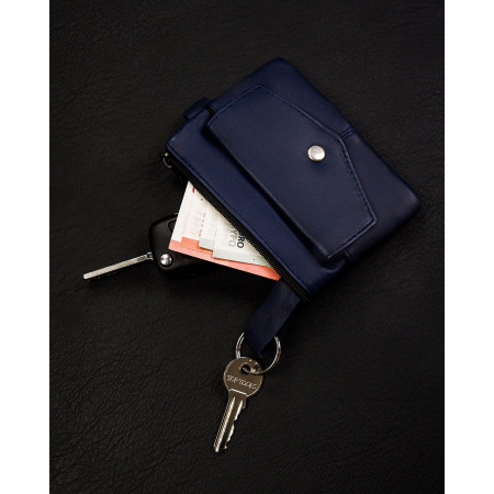 Husa pentru chei bleumarin din piele naturala cu buzunare cu fermoar PTR-KC-01-PDM NAVY [5]