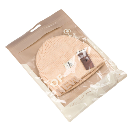Căciulă beanie de iarnă pentru femei, bej, mărime universală, cu logo-ul mărcii - Peterson PTR-PTN HAT-10-5509 CREA [9]