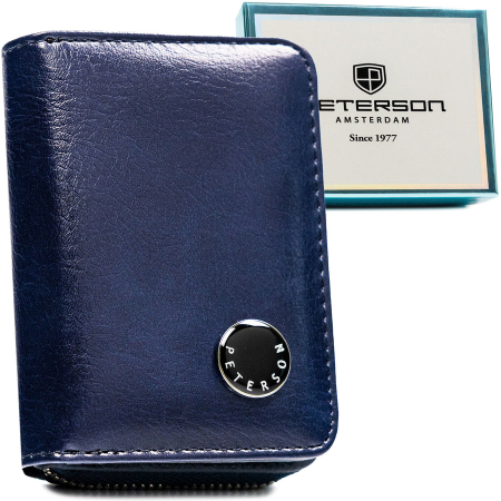  Wallets & Money Clips - Portofel mic de damă din piele naturală și ecologică, bleumarin - Peterson PTR-PTN PX33-F773 NAVY