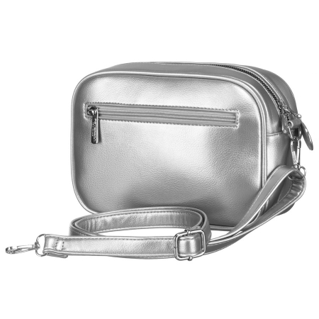 Geantă de damă la modă, argintie, cu curea lată și îngustă, set Peterson PTR-PTN STY-2-PIL SILVER [3]