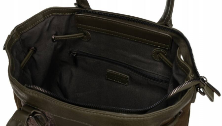Geanta de dama din piele ecologica cu motiv piele de sarpe - David Jones PTR-6885-5 KHAKI [4]