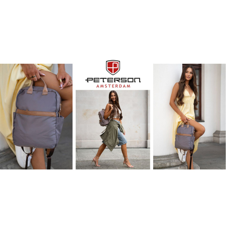 Rucsac gri din nylon pentru oraș, pentru femei - Peterson PTR-PTN JN-08-0030 GRAY [11]