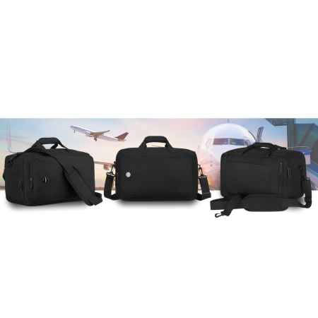 Rucsac de călătorie negru cu închidere cu fermoar, perfect pentru bagajul de mână - Peterson PTR-PTN WRONA-9638 BLACK [15]