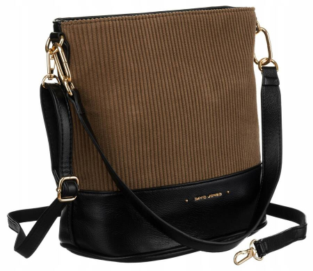  Torebki - Geanta de dama din piele ecologica cu bareta detasabila - David Jones PTR-6877-2 KHAKI