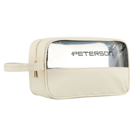  Cosmetic & Toiletry Bags - Geantă cosmetică din material sintetic ecru cu panou transparent - Peterson PTR-PTN KOS-DA-21 ECRU