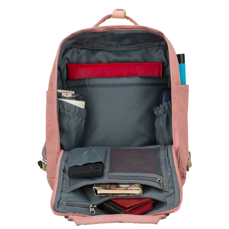 Rucsac de damă roz și gri din poliester și piele ecologică, cu un singur compartiment - Peterson PTR-PTN GAMMA WOODROSE-G [4]