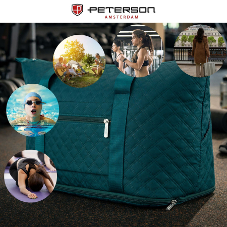 Geantă de antrenament din poliester verde, suspendată pe mânere confortabile - Peterson PTR-PTN PIK-02-8601 TURQ [10]