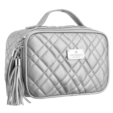  Cosmetic & Toiletry Bags - Geantă cosmetică argintie cu un singur compartiment, din material sintetic și închidere cu fermoar - Peterson PTR-PTN KOS-DA-10-3187 S