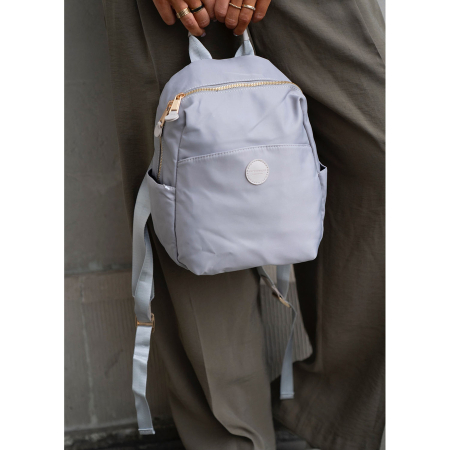 Rucsac gri de damă din nailon și piele ecologică cu buzunar exterior - Peterson PTR-PTN JN-17-0429 GRAY [7]