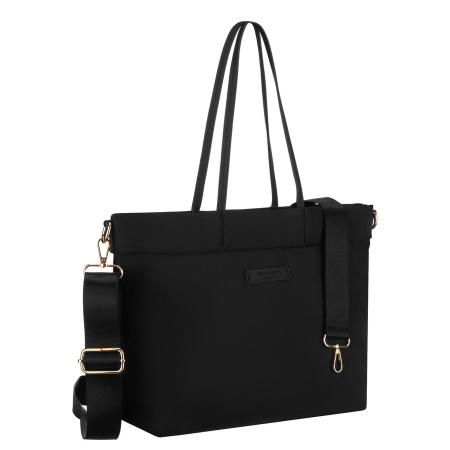 Apparel & Accessories  - Geantă de damă neagră, mare, din nailon, format A4, se închide cu o clemă magnetică - Peterson PTR-PTN JN-10-0092 BLACK