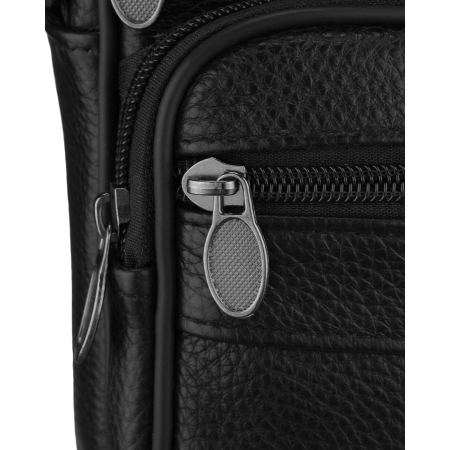 Geantă bărbătească din piele naturală de culoare neagră, cu închidere cu fermoar - Rovicky R-ST7-04-7601-BLACK [4]