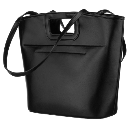 Geantă mare de damă, tip shopper, neagră, din piele ecologică, cu închidere cu fermoar - Peterson PTR-PTN TOR-ALE-29 BLACK [2]