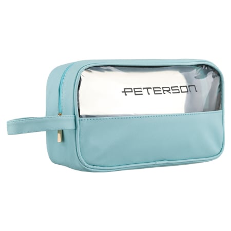  Cosmetic & Toiletry Bags - Geantă cosmetică albastră din material sintetic cu panou transparent - Peterson PTR-PTN KOS-DA-21 L.BLUE