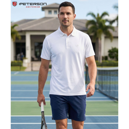 Tricou polo alb bărbătesc, croială regulată, mărimi de la M la XL - Peterson [4]