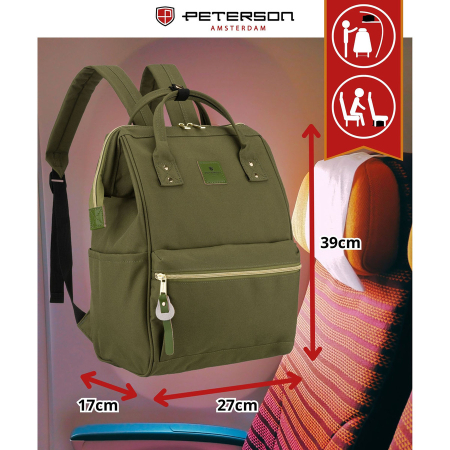 Rucsac de damă verde din poliester cu compartiment pentru laptop și bretele reglabile - Peterson PTR-PTN ALFA GREEN [2]