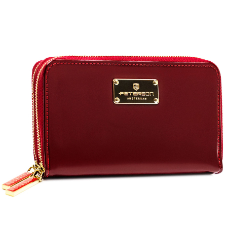 Portofel de damă cu fermoar, mărime medie, roșu, din piele ecologică lăcuită - Peterson PTR-PTN 007-BC-7274 [1]