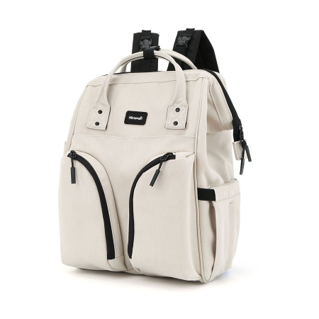 Rucsac de damă spațios și practic, confecționat din poliester ecru - Himawari PTR-1208-03 [1]