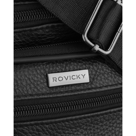 Geantă bărbătească din piele naturală de culoare neagră, cu închidere cu fermoar - Rovicky PTR-R-ST7-04-7601-BLACK [3]