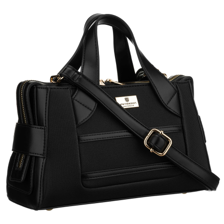 Genti Dama - Geantă elegantă de damă, neagră, din material sintetic, închisă cu fermoar - Peterson PTR-PTN FORSYCJA BLACK