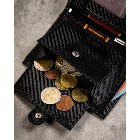 Set cadou: portofel vertical bărbătesc de culoare neagră și curea din piele naturală cu cataramă automată - Peterson [7]