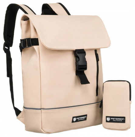 Preferintele clientilor - Genti si Rucsacuri ❤️ - Rucsac solid de oraș din material sintetic cu husă inclusă - Peterson PTR-PTN EB97-6533 BE